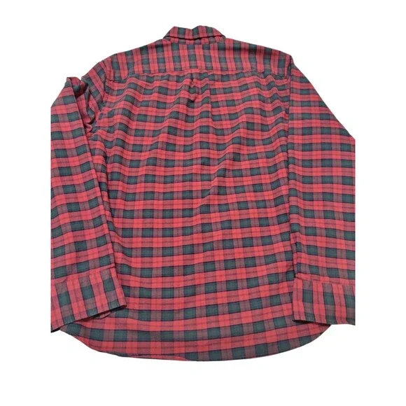 J. Crew Mercantile Flex Mens Button Down Shirt Size L Red Green Plaid E9 - Picture 2 of 11